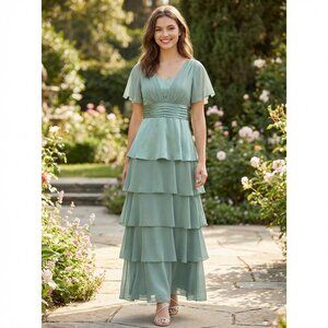 Cindy USA #1104 Chiffon and Satin Mother of the Bride-Size 4X-SEA GREEN-NWTags